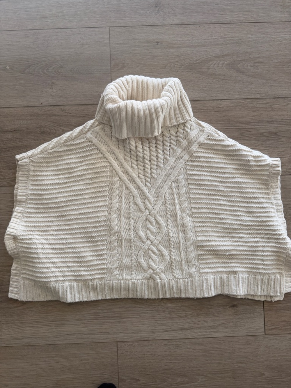 Kids Turtleneck Cable-Knit Crop Sweater - Cream
